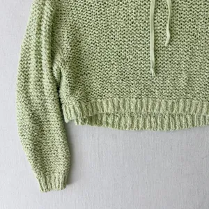 Pilcro Sailcloth Chunky Knit Cropped Pullover Hoodie Womens Size XS Lime Green thumbnail 11