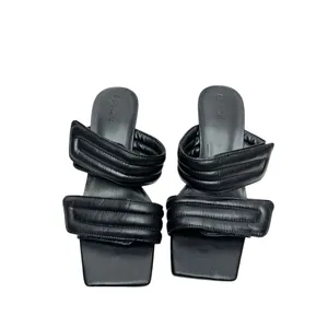 Abound Black Quilted Padded Square Toe Flared Kitten Heel‎ Slide Sandals Size 7M thumbnail 4