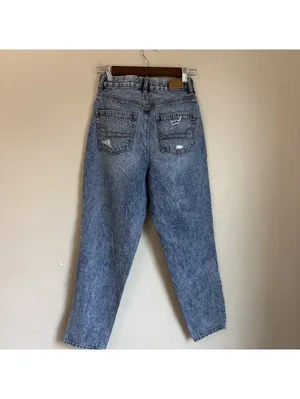 American Eagle Curvy Mom Jean Distressed Acid Wash High Rise Jeans Size 0 thumbnail 3
