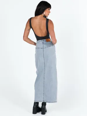 Princess Polly Denim Maxi Skirt Light Wash thumbnail 4