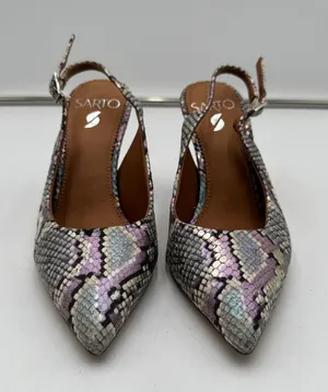 Sarto Sophie Snake Print Slingback Heels Womens US 6 Pointed Toe Leather thumbnail 1