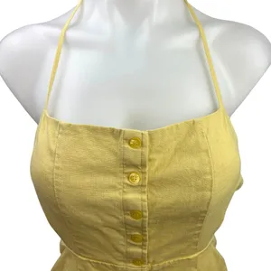 Revolve x Superdown Lilo Yellow Halter Button Up Open Back Mini Bodycon Dress S thumbnail 9