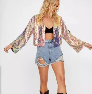 Nasty Gal Iridescent Sequin Jacket thumbnail 4