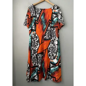Sophie A Dress Size XL Bright Travel Knit Easy Care Dopamine Artsy Art to Wear thumbnail 5