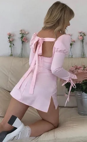 House Of CB Murlong Cres X Mina Marlena Juliet Dress Pink thumbnail 1