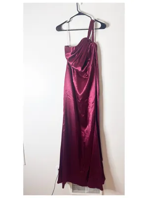 Lulus Devotion to Love Wine Satin One-Shoulder Maxi Dress small thumbnail 3