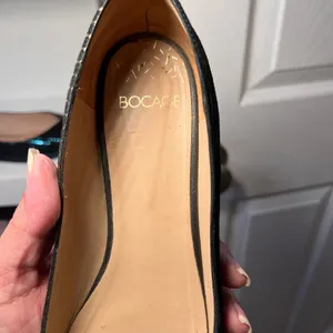 Bocage‎ Metallic Striped Pointed Toe Flats Black & Blue Elegant Shoes-SZ 39/8.5 thumbnail 5