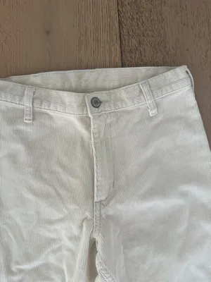 Brandy Melville Cream 100% Cotton Corduroy Flare Pants size Small thumbnail 2