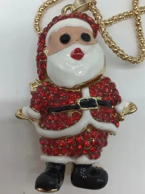 Red Crystal Santa Claus Christmas Necklace thumbnail 15