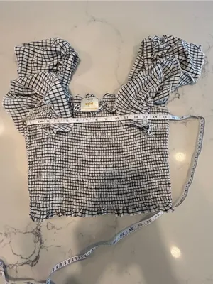 Anthropologie Maeve Crinkle Gingham Smocked Top thumbnail 5