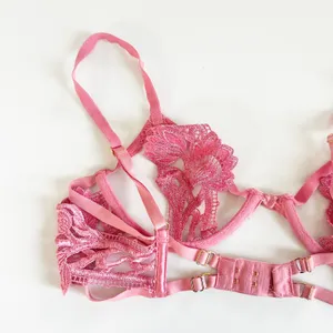 Victoria's Secret Womens Pink Floral‎ Embroidered Strappy Very Sexy Demi Bra 34B thumbnail 6