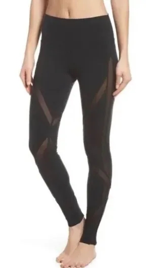 Alo Black Mesh Medium‎ Leggings medium athleisure workout yoga travel layered thumbnail 1