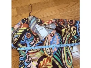 Zara Multicoloured Scarf Print Crossover Satin V-Neckline Blouse Top Paisley M thumbnail 12