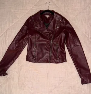 Cape Juby burgundy faux leather jacket thumbnail 1