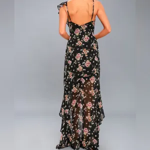 Lulus Harmonia Black Floral Print High-Low Maxi Dress thumbnail 3