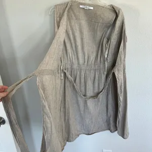 Diane Von Furstenberg DVF Sand Mellany Linen Blend Wrap Dress Size 6 thumbnail 9