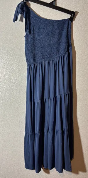 Merokeety Women's Size S One-Shoulder Sleeveless Smocked Midi Dress Blue thumbnail 1