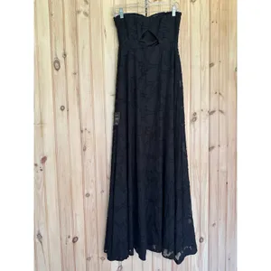 NWT Lulus Garden of Romance Black Floral Burnout Strapless Maxi Dress Gala Sz S thumbnail 6