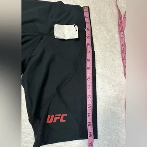 UFC Women's Black Bike Shorts with Red Logo and Side Pockets thumbnail 10