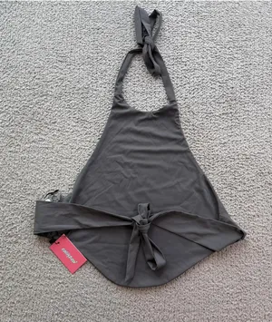 Edikted NWT Dark Gray Halter Tie Back Open Back Top Women's Medium Y2K thumbnail 1