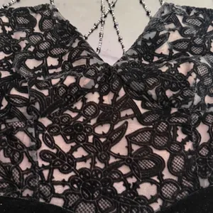 Y2K Whimsigoth Burnout Velvet Cami Top Beaded Lace Fair Grunge Size M Black thumbnail 6