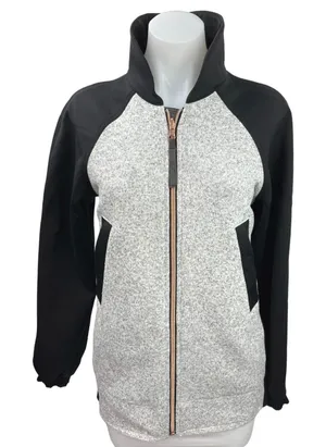 Lululemon Both Ways Gray Black Reversible Full Zip Pockets Bomber Jacket Coat S thumbnail 1