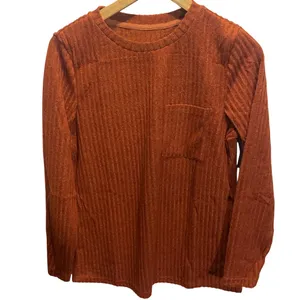 Ribbed Long Sleeve Rust‎ Sweater With Pocket XL Casual NWOT thumbnail 2