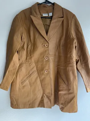 Vintage Styleworks Newport News Women’s Leather Brown Coat Jacket Button Sz L thumbnail 9