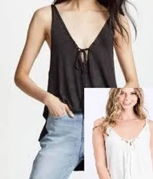 XS Free People Set of 2 Scarlett Tank Top Black & White ribbed knit cami thumbnail 1