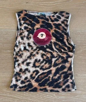 Omighty Sweet Lord 7 Ball Leopard Print Pointelle Tank Size XS in Brown Red thumbnail 1