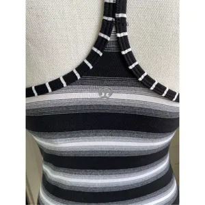 Lululemon Power Y Athletic Padded Tank Black White Stripe Size 6 thumbnail 4