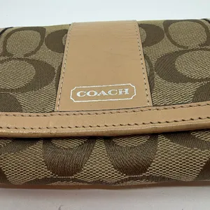 Coach Signature C Trifold Beige Canvas Wallet thumbnail 2
