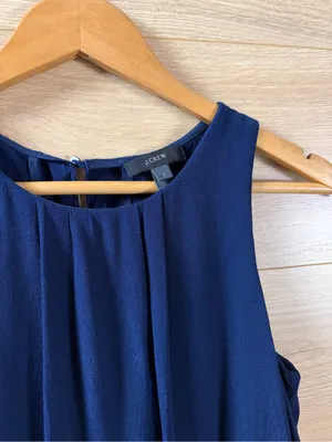 J. Crew Sleeveless Layered Navy Blue Top Size 2 thumbnail 3
