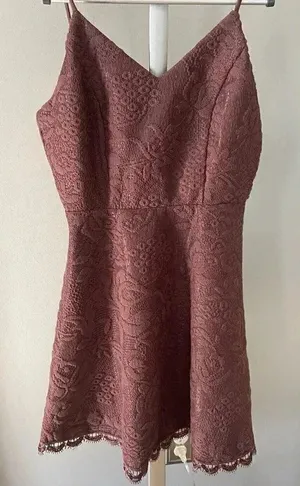 Altar'd State Women's Size M Medium Rose Mauve Fit &‎ Flare Dress W Lace Sequins thumbnail 1