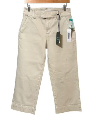 Studio Blue Womens 28P Pearl Beige Cropped Wide Leg High Rise Pants SB117721PFM thumbnail 1