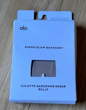 ALO Yoga Sheer Glow Boyshort in Taupe thumbnail 1