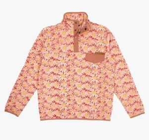 Simply Southern NWT Size Large Sunflower Print Quart Snap Fleece Pullover thumbnail 1