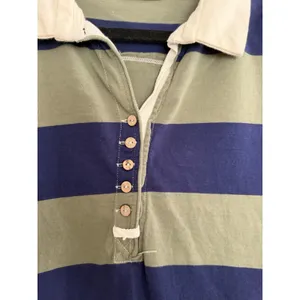 Free People We The Free Peyton Rugby Tee Blue/Green Stripe Women's Size Small‎ thumbnail 11
