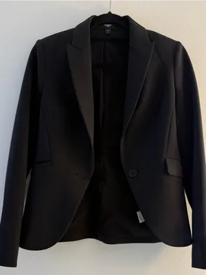 Express Black Single-Button Tailored Blazer thumbnail 4