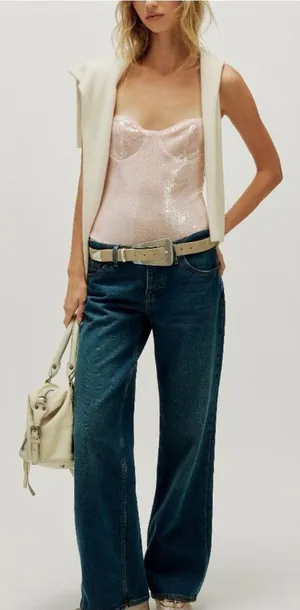 Free People Bali Good Graces Bodysuit in Soft Pink, new with tags, size XS. thumbnail 1