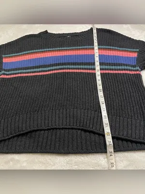 American Eagle Cropped Black Knitted Sweater Colored Stripes size S thumbnail 6