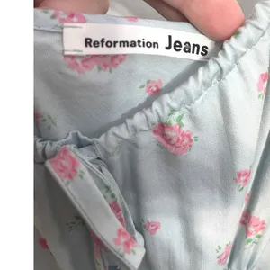 Reformation Floral Mini Dress Baby Blue Pink Rose Cami Ditsy Dainty Coquette CL thumbnail 4