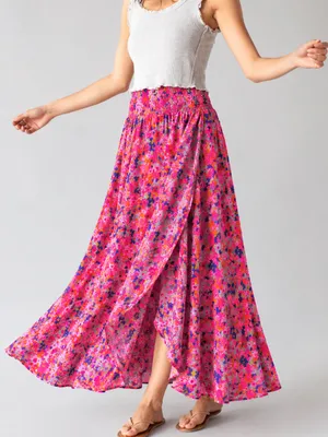 Natural Life convertible maxi skirt, floral print, front surplice slit, flowy XL thumbnail 1