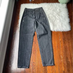 Vintage Black High Waisted Straight Tapered Jeans 100% cotton Made in USA thumbnail 5
