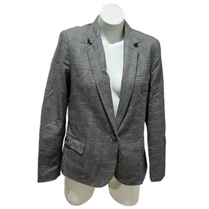 Zara Basic Women's XL Gray Plaid Blazer Mid thumbnail 5