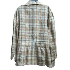 Tommy Hilfiger Cream‎ Plaid Peplum Short Sleeve Jacket Women's Size 24 thumbnail 5
