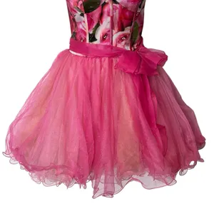 Sherri Hill Y2K VTG Bright Pink Floral Silk Tulle Tutu Prom Dress Size 4 thumbnail 5