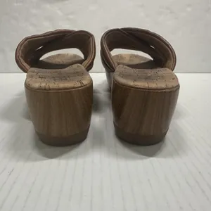 Korks Faithe Platform‎ Wedge Shoes Womens Size 8 Brown Leather Slide Sandals thumbnail 6