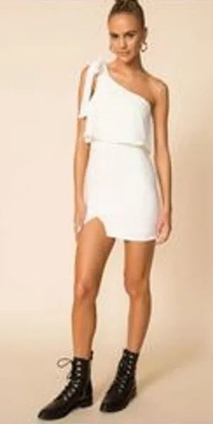 Revolve Superdown Jenna One Shoulder White Mini Dress NWT Sz XXS thumbnail 1