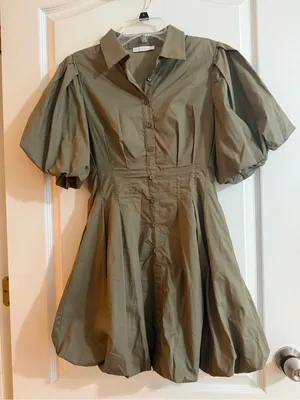 Karlie Olive Puff-Sleeve Mini Dress thumbnail 5